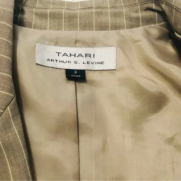 TAHARI Pantsuit NWT Arthur Levine 2PC Striped Jacket & Pant fully Lined Size 8 - Picture 11 of 13